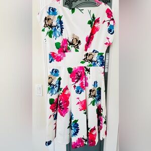 Kate Spade Floral Fit & Flare Dress NWT Size 10 Gold Zipper Wedding Guest